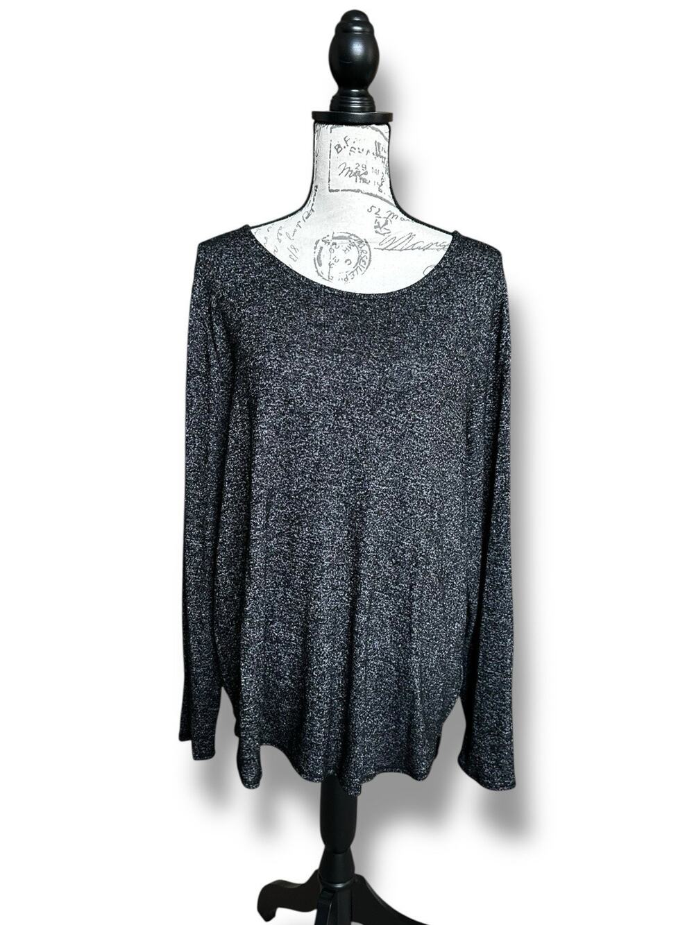 Old Navy Women's Super Soft Black Marled LS Lightweight Tunic Sweater XL